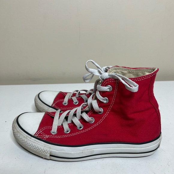 Red Canvas High-Top Sneakers - Picture 6 of 10